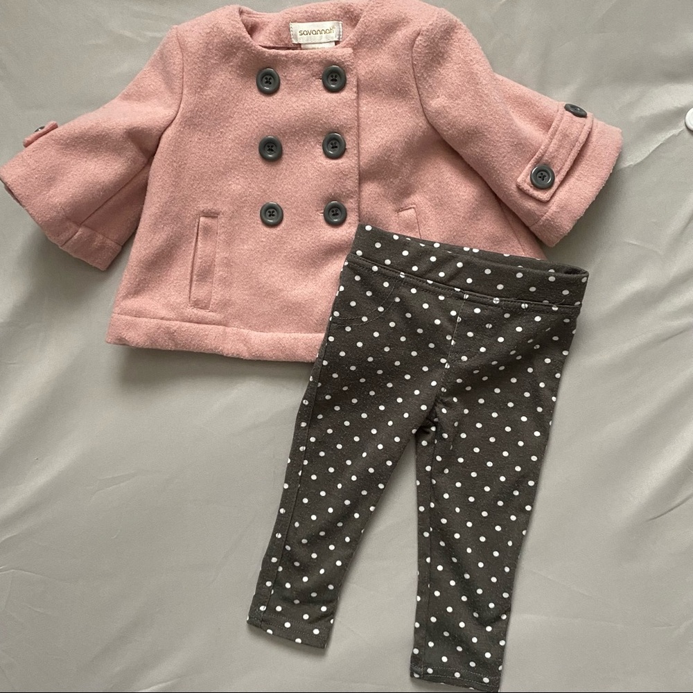 Baby Girl’s Peacoat and Jeggings Set